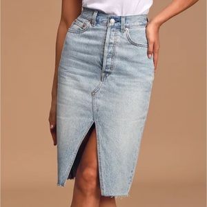 Levi’s deconstructed denim midi skirt